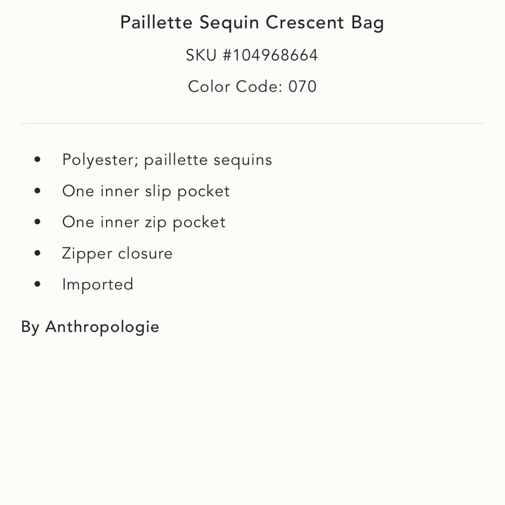 NWT new Anthropologie paillette sequin crescent bag gold purse - Picture 4 of 15